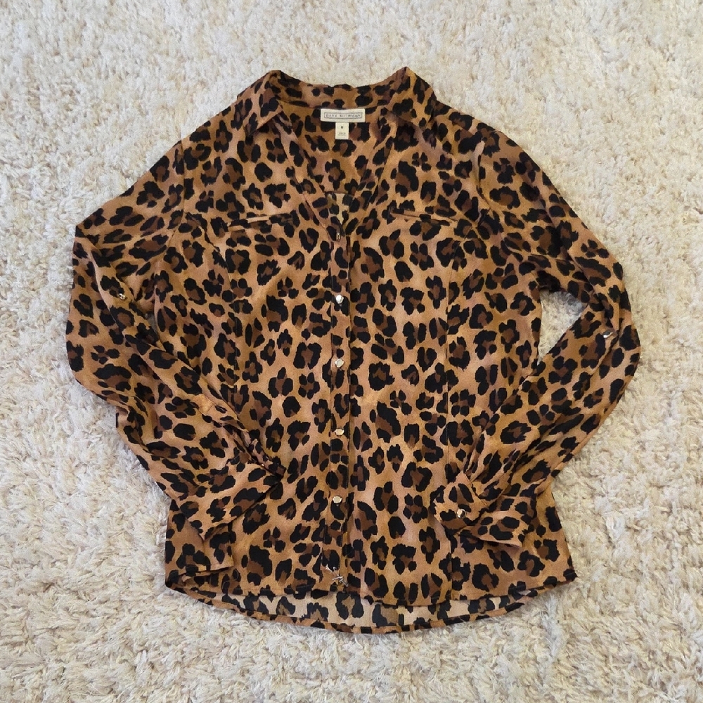 Dana Buchman Animal Print Button Down Shirt